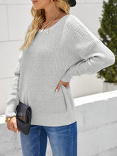 Load image into Gallery viewer, Woven Right Crisscross Back Waffle-Knit Sweater