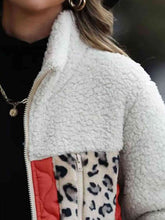 Load image into Gallery viewer, Leopard Color Block Zip-Up Jacket