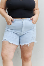 Load image into Gallery viewer, RISEN Katie Full Size High Waisted Distressed Shorts in Ice Blue