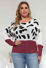 Load image into Gallery viewer, Plus Size Leopard Round Neck Long Sleeve Sweater