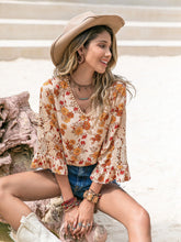 Load image into Gallery viewer, Floral V-Neck Spliced Lace Blouse