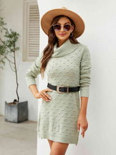 Load image into Gallery viewer, Turtleneck Long Sleeve Slit Sweater Dress