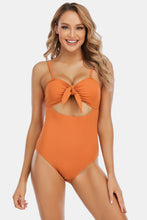 Load image into Gallery viewer, Tie Front Cutout One-Piece Swimsuit