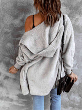 Load image into Gallery viewer, Open Front Hooded Faux Fur Outwear with Pockets