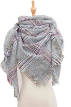 Load image into Gallery viewer, Plaid Raw Hem Polyester Scarf