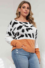 Load image into Gallery viewer, Plus Size Leopard Round Neck Long Sleeve Sweater