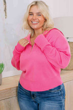 Load image into Gallery viewer, Plus Size Collared Neck Zip-Up Long Sleeve Sweater