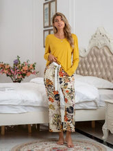 Load image into Gallery viewer, Round Neck Top and Printed Pants Lounge Set