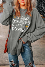 Load image into Gallery viewer, Round Neck Dropped Shoulder LEGGINGS LEAVES LATTES PLEASE Graphic Sweatshirt