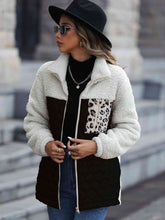 Load image into Gallery viewer, Leopard Color Block Zip-Up Jacket