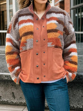 Load image into Gallery viewer, Plus Size Color Block Snap Down Jacket