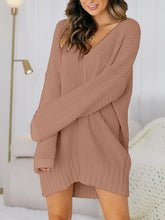 Load image into Gallery viewer, V-Neck Long Sleeve Mini Sweater Dress