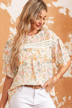 Load image into Gallery viewer, Floral Round Neck Short Sleeve Blouse