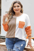 Load image into Gallery viewer, Plus Size Color Block Dropped Shoulder Blouse