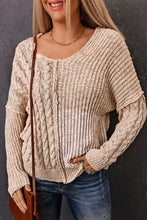 Load image into Gallery viewer, Cable-Knit Exposed Seam Sweater