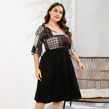 Load image into Gallery viewer, Plus Size Printed Two-Tone Flutter Sleeve Dress