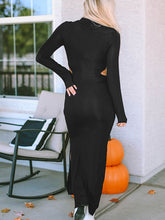 Load image into Gallery viewer, Cutout Round Neck Long Sleeve Slit Maxi Dress