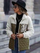 Load image into Gallery viewer, Leopard Color Block Zip-Up Jacket