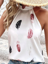 Load image into Gallery viewer, Feather Print Grecian Neck Tank