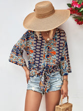 Load image into Gallery viewer, Tie Hem V-Neck Three-Quarter Sleeve Blouse