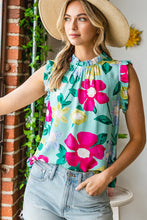 Load image into Gallery viewer, Floral Print Ruffle Shoulder Blouse