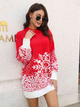 Load image into Gallery viewer, Snowflake Pattern Sweater Dress