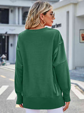 Load image into Gallery viewer, Exposed Seam High-Low Round Neck Sweatshirt