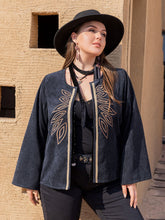 Load image into Gallery viewer, Plus Size Embroidered Open Front Jacket