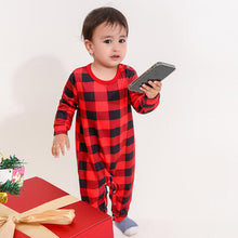 Load image into Gallery viewer, Baby Plaid Round Neck Jumpsuit
