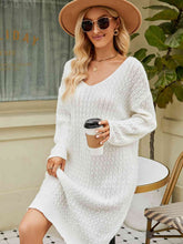 Load image into Gallery viewer, V-Neck Long Sleeve Sweater Dress