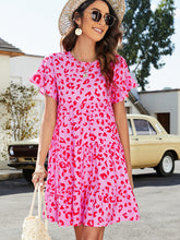 Load image into Gallery viewer, Leopard Short Flounce Sleeve Tiered Dress