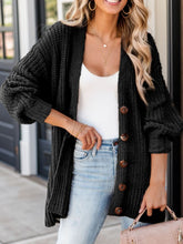 Load image into Gallery viewer, Full Size Button-Up V-Neck Long Sleeve Cardigan