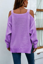 Load image into Gallery viewer, Ribbed Cold Shoulder Long Sleeve Knit Top