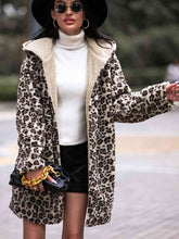 Load image into Gallery viewer, Leopard Print Hooded Teddy Coat