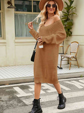 Load image into Gallery viewer, V-Neck Long Sleeve Sweater Dress