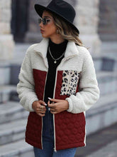 Load image into Gallery viewer, Leopard Color Block Zip-Up Jacket