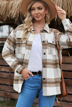 Load image into Gallery viewer, Plaid Dropped Shoulder Pocket Shacket