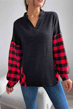 Load image into Gallery viewer, Buffalo Plaid Color Block Balloon Sleeve Top