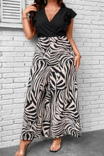Load image into Gallery viewer, Plus Size Printed Surplice Neck Wide Leg Jumpsuit