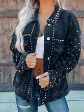 Load image into Gallery viewer, Studded Collared Neck Button Down Jacket