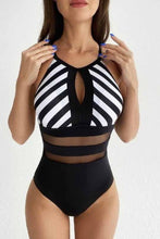 Load image into Gallery viewer, Striped Backless One-Piece Swimsuit