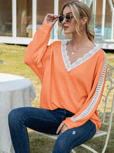 Load image into Gallery viewer, Contrast Spliced Lace V-Neck Top