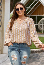 Load image into Gallery viewer, Plus Size Striped Notched Neck Blouse