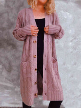 Load image into Gallery viewer, Button Up Cable-Knit Cardigan with Pockets