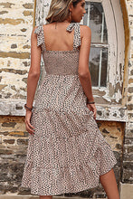 Load image into Gallery viewer, Leopard Print Smocked Tie Shoulder Dress