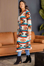 Load image into Gallery viewer, Plus Size Geometric Open Front Longline Cardigan