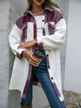 Load image into Gallery viewer, Plaid Dropped Shoulder Longline Coat