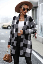 Load image into Gallery viewer, Plaid Dropped Shoulder Cardigan with Pocket