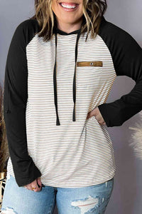 Plus Size Striped Long Sleeve Hoodie