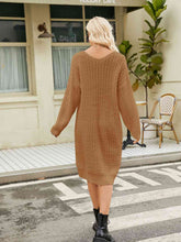 Load image into Gallery viewer, V-Neck Long Sleeve Sweater Dress